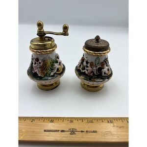 Vintage Capodimonte Italian Salt Shaker & Pepper Grinder Flaws